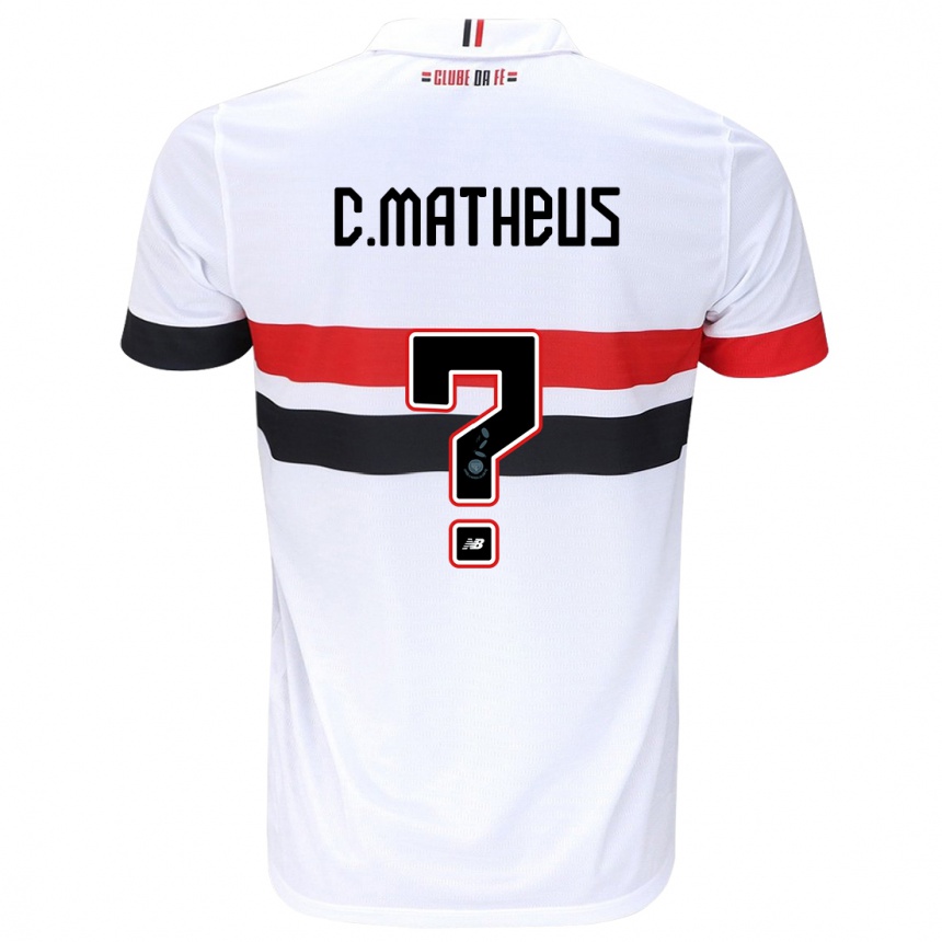 Niño Fútbol Camiseta Caio Matheus #0 Blanco Rojo Negro 1ª Equipación 2024/25 Argentina