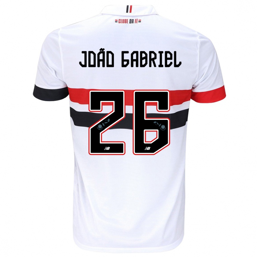 Niño Fútbol Camiseta João Gabriel #26 Blanco Rojo Negro 1ª Equipación 2024/25 Argentina