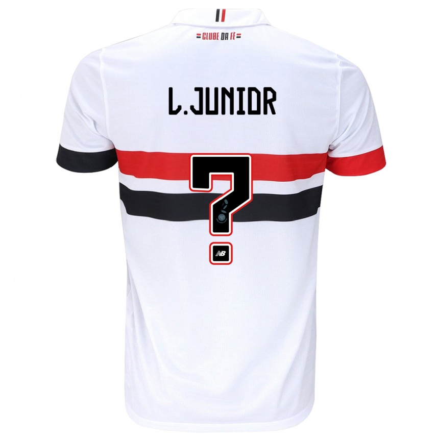 Niño Fútbol Camiseta Luciano Junior #0 Blanco Rojo Negro 1ª Equipación 2024/25 Argentina