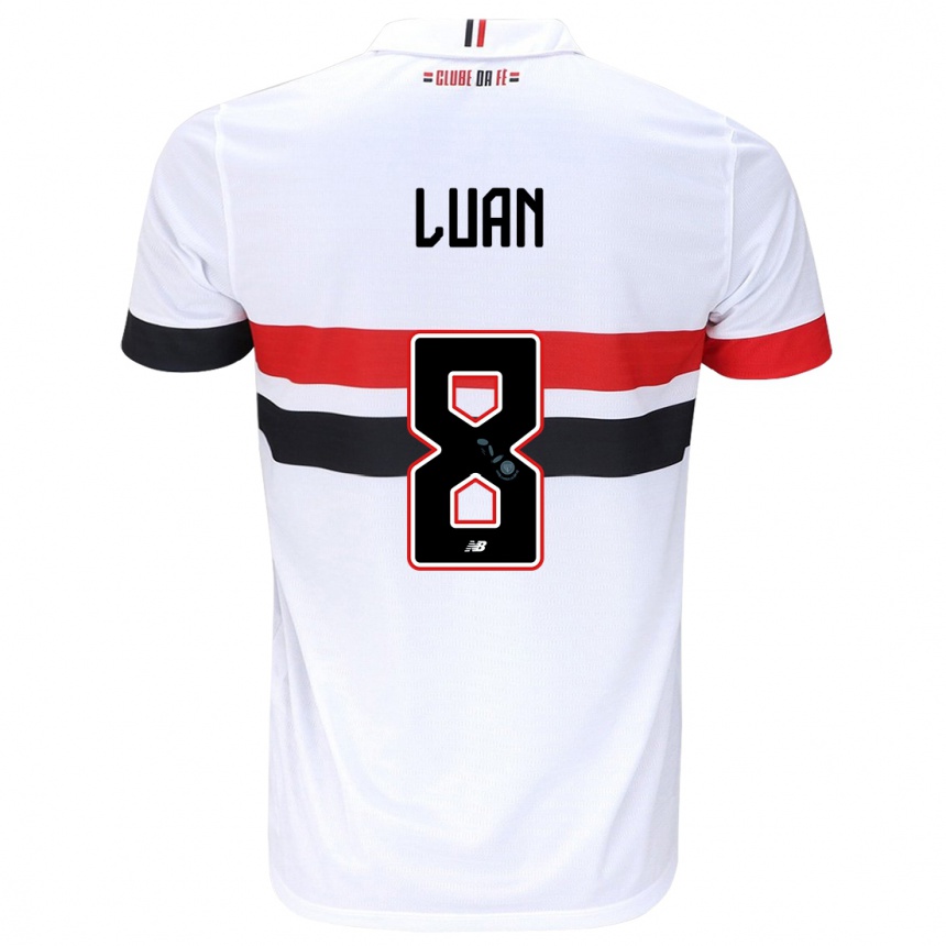 Niño Fútbol Camiseta Luan #8 Blanco Rojo Negro 1ª Equipación 2024/25 Argentina