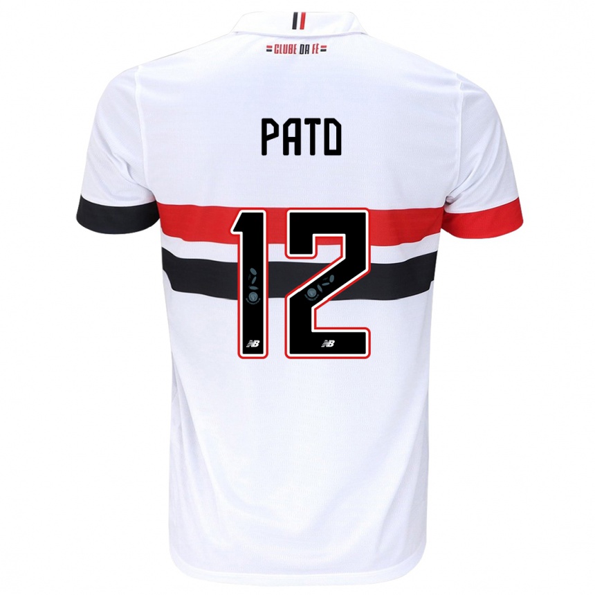 Niño Fútbol Camiseta Alexandre Pato #12 Blanco Rojo Negro 1ª Equipación 2024/25 Argentina