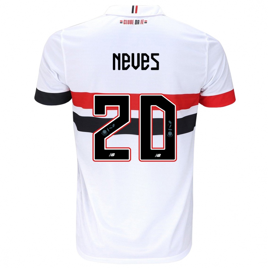 Niño Fútbol Camiseta Gabriel Neves #20 Blanco Rojo Negro 1ª Equipación 2024/25 Argentina