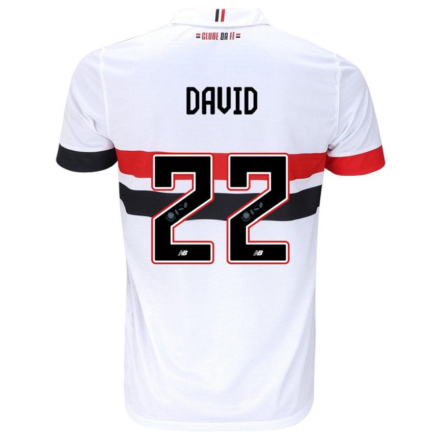 Niño Fútbol Camiseta David #22 Blanco Rojo Negro 1ª Equipación 2024/25 Argentina