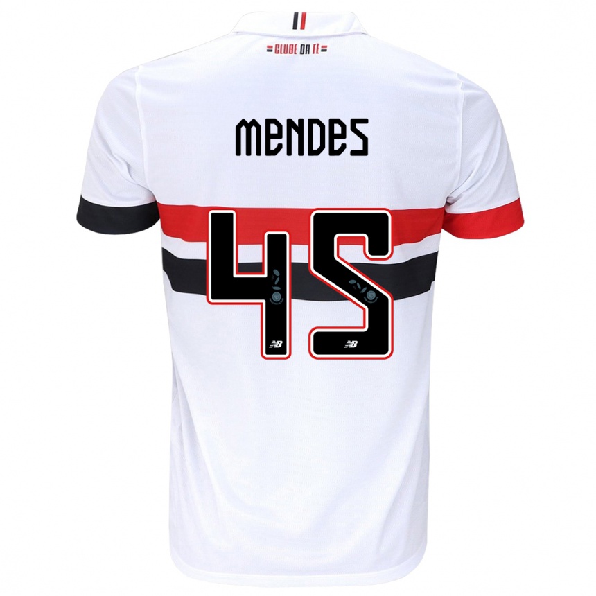 Niño Fútbol Camiseta Nathan Mendes #45 Blanco Rojo Negro 1ª Equipación 2024/25 Argentina