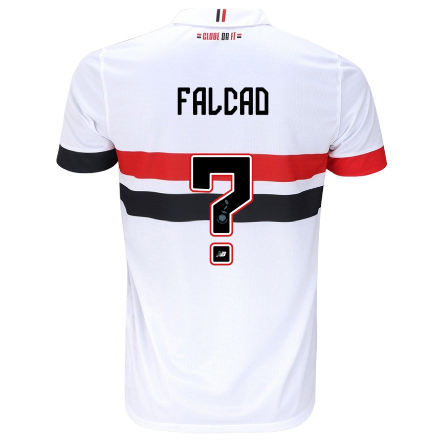 Niño Fútbol Camiseta Gabriel Falcão #0 Blanco Rojo Negro 1ª Equipación 2024/25 Argentina