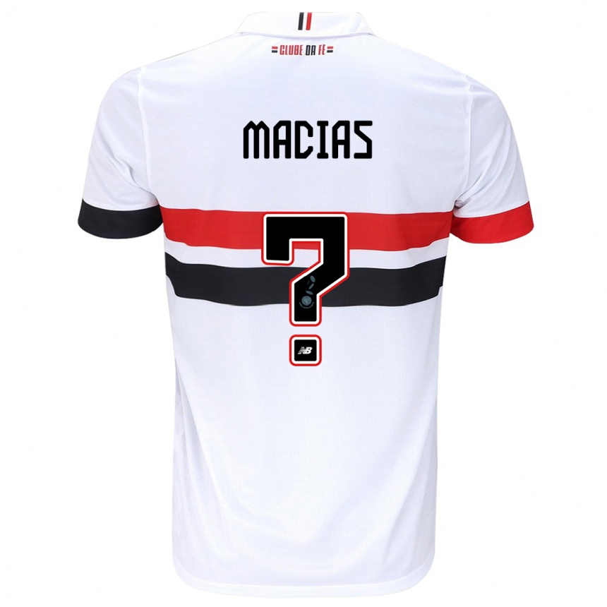 Niño Fútbol Camiseta Juan Macías #0 Blanco Rojo Negro 1ª Equipación 2024/25 Argentina