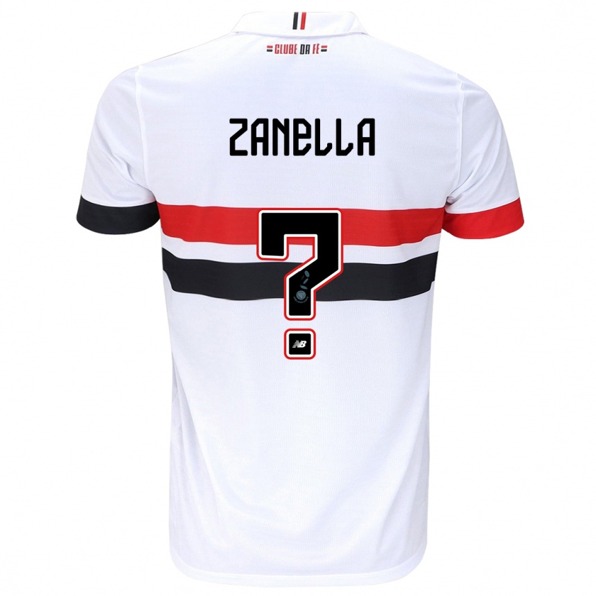 Niño Fútbol Camiseta Matheus Zanella #0 Blanco Rojo Negro 1ª Equipación 2024/25 Argentina