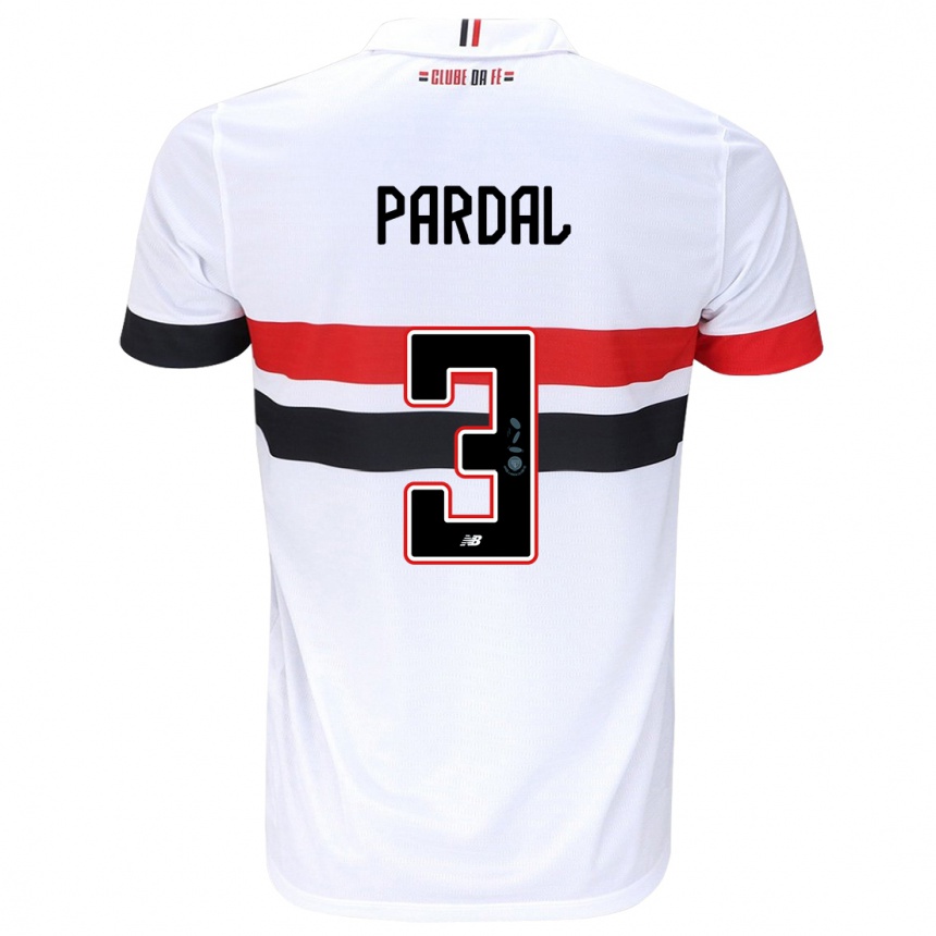 Niño Fútbol Camiseta Pardal #3 Blanco Rojo Negro 1ª Equipación 2024/25 Argentina