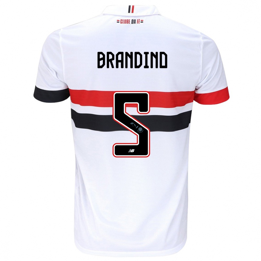 Niño Fútbol Camiseta Kika Brandino #5 Blanco Rojo Negro 1ª Equipación 2024/25 Argentina