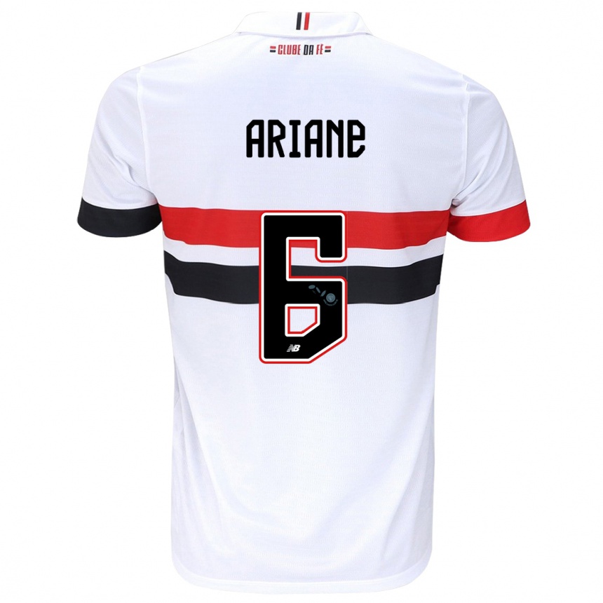 Niño Fútbol Camiseta Ariane #6 Blanco Rojo Negro 1ª Equipación 2024/25 Argentina