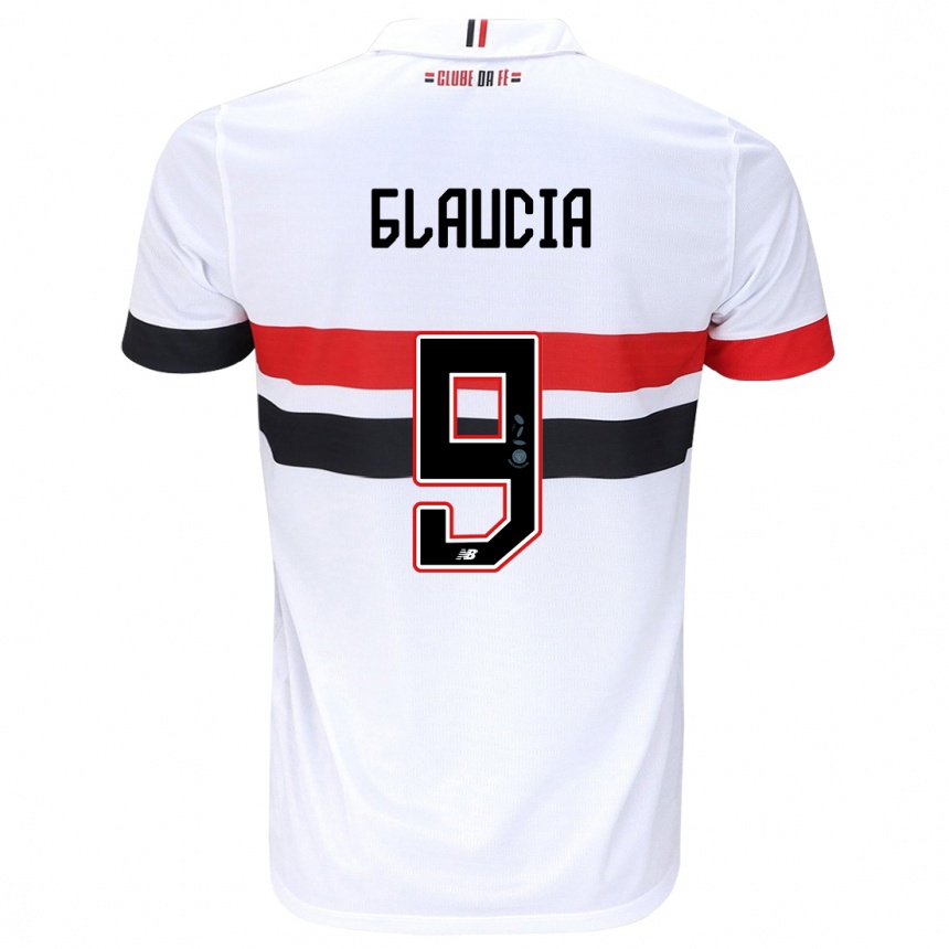 Niño Fútbol Camiseta Glaucia #9 Blanco Rojo Negro 1ª Equipación 2024/25 Argentina