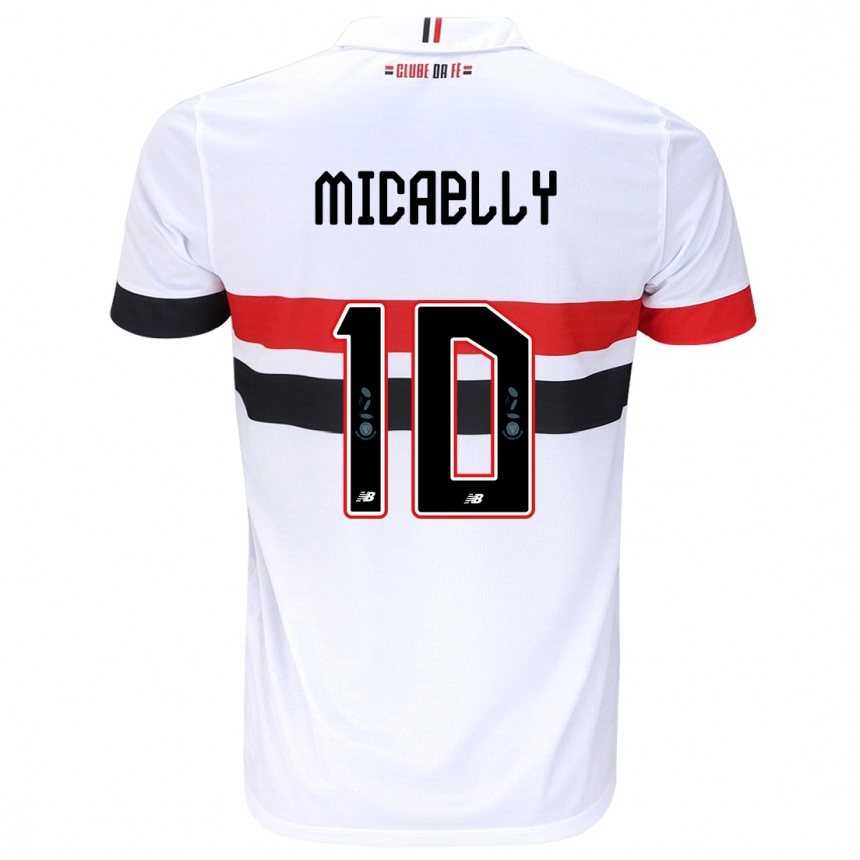 Niño Fútbol Camiseta Micaelly #10 Blanco Rojo Negro 1ª Equipación 2024/25 Argentina