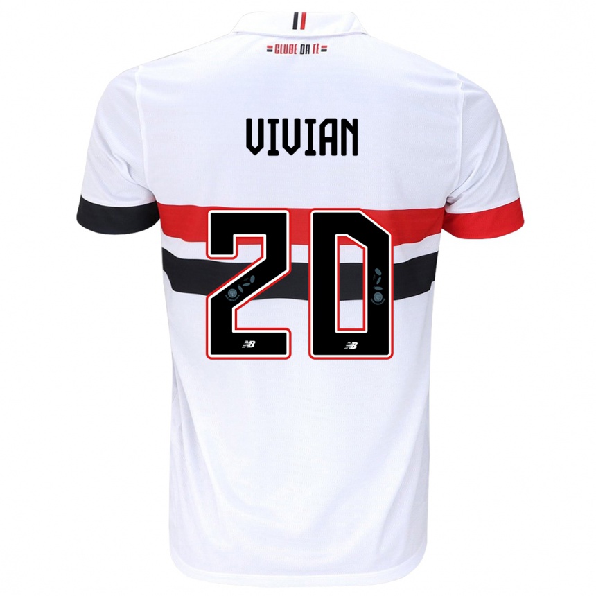 Niño Fútbol Camiseta Vivian #20 Blanco Rojo Negro 1ª Equipación 2024/25 Argentina