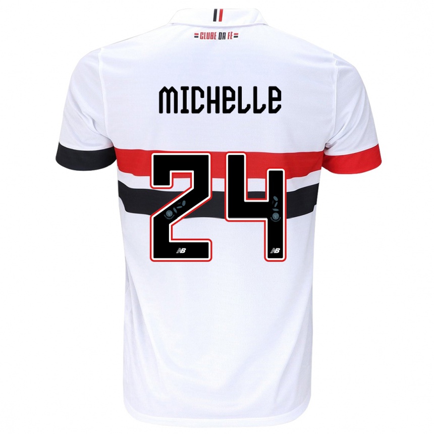 Niño Fútbol Camiseta Michelle #24 Blanco Rojo Negro 1ª Equipación 2024/25 Argentina