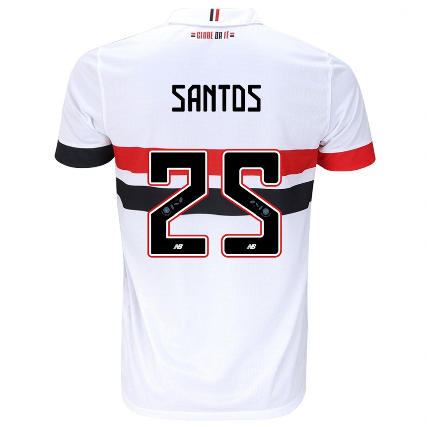 Niño Fútbol Camiseta Mariana Santos #25 Blanco Rojo Negro 1ª Equipación 2024/25 Argentina