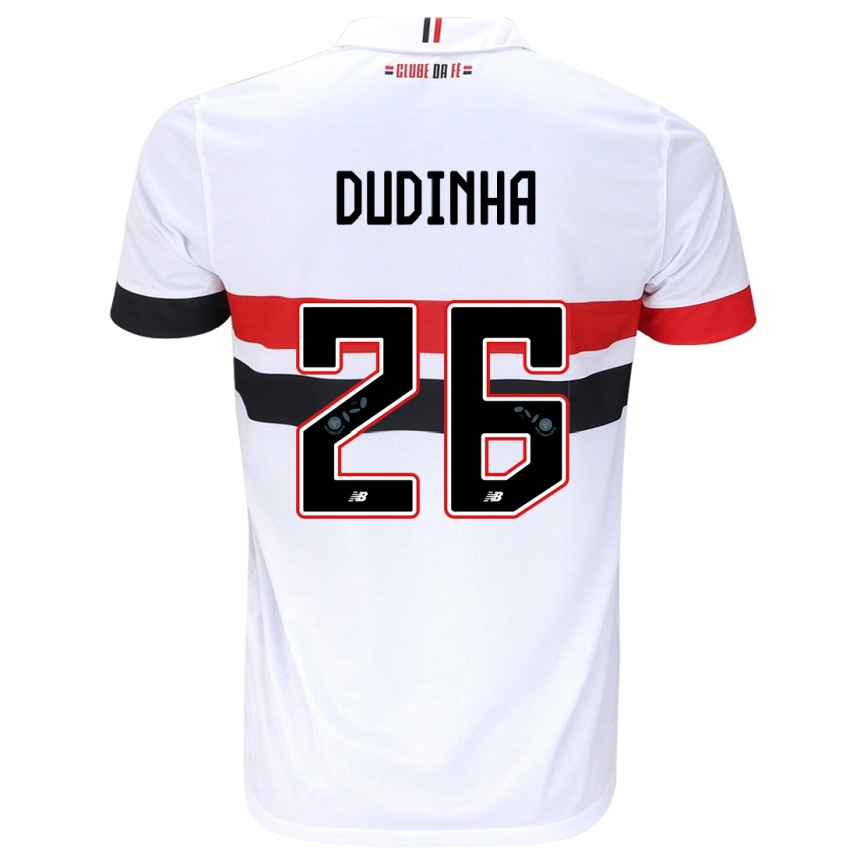 Niño Fútbol Camiseta Dudinha #26 Blanco Rojo Negro 1ª Equipación 2024/25 Argentina