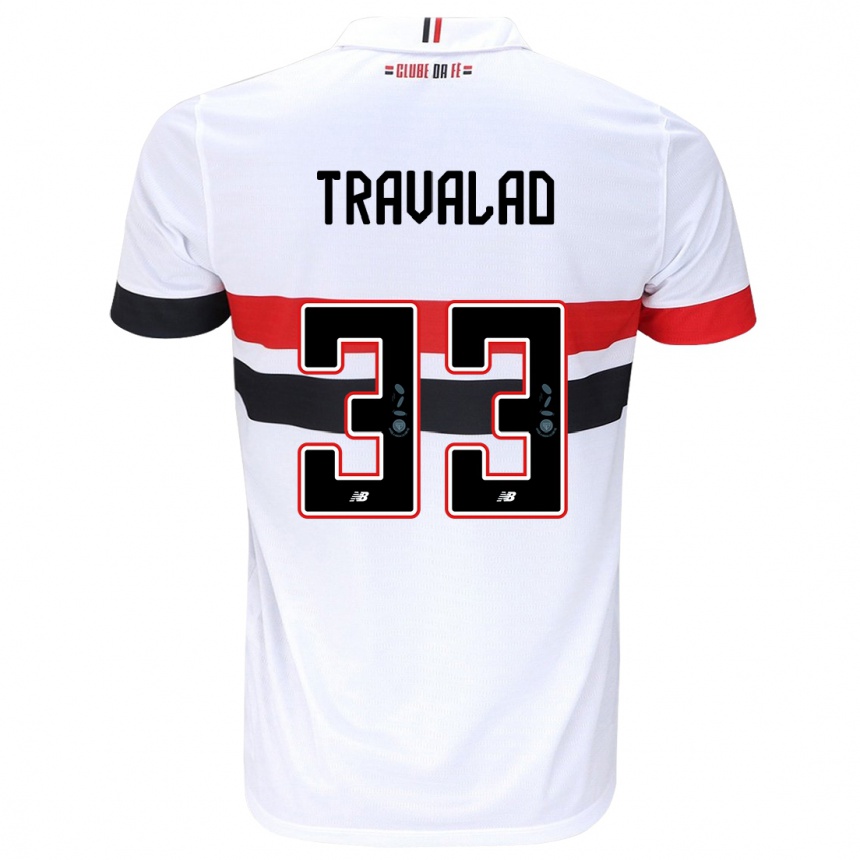 Niño Fútbol Camiseta Rafa Travalão #33 Blanco Rojo Negro 1ª Equipación 2024/25 Argentina