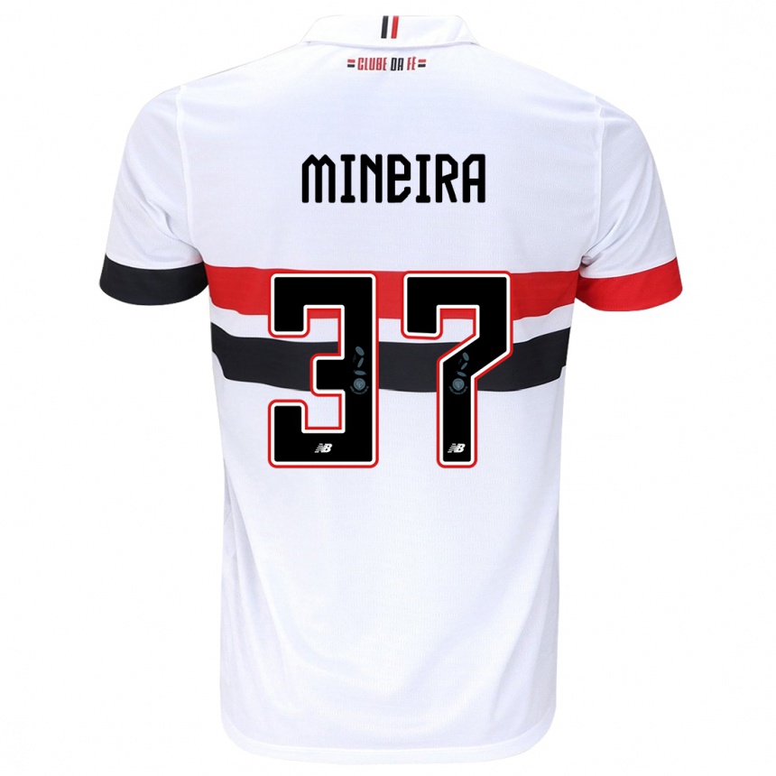 Niño Fútbol Camiseta Rafa Mineira #37 Blanco Rojo Negro 1ª Equipación 2024/25 Argentina