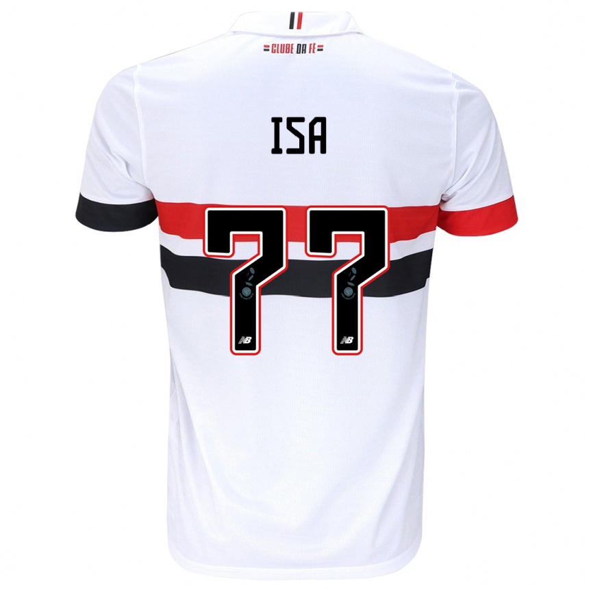 Niño Fútbol Camiseta Isa #77 Blanco Rojo Negro 1ª Equipación 2024/25 Argentina