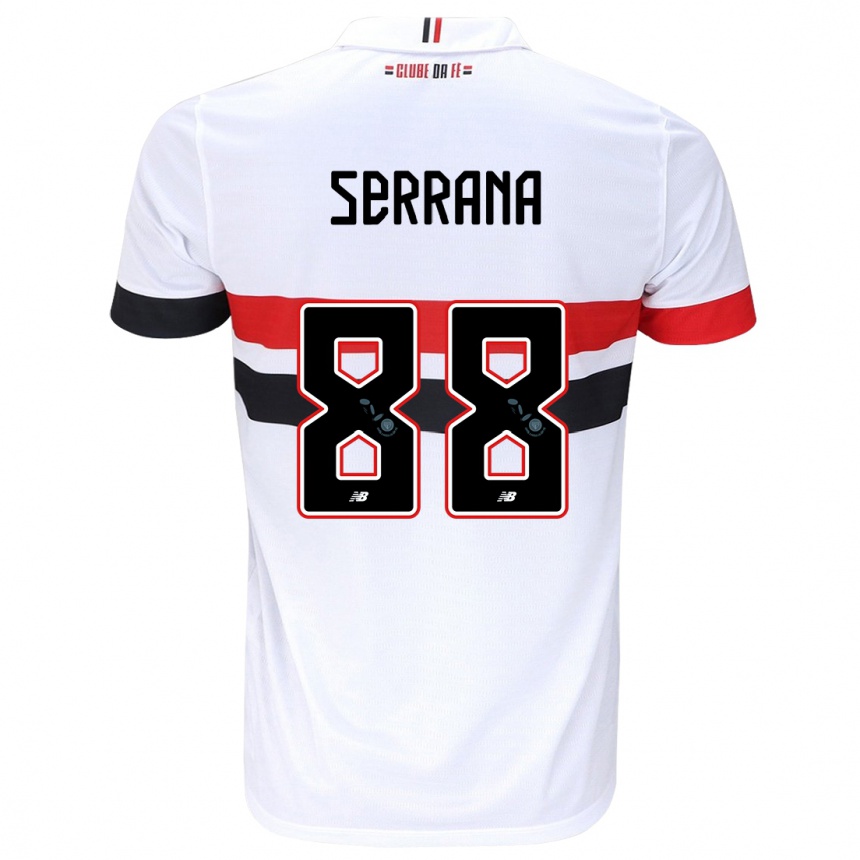 Niño Fútbol Camiseta Serrana #88 Blanco Rojo Negro 1ª Equipación 2024/25 Argentina