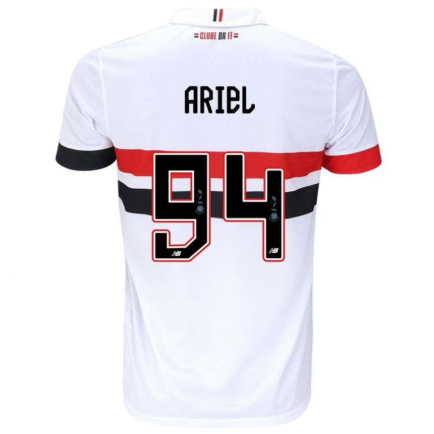 Niño Fútbol Camiseta Ariel #94 Blanco Rojo Negro 1ª Equipación 2024/25 Argentina