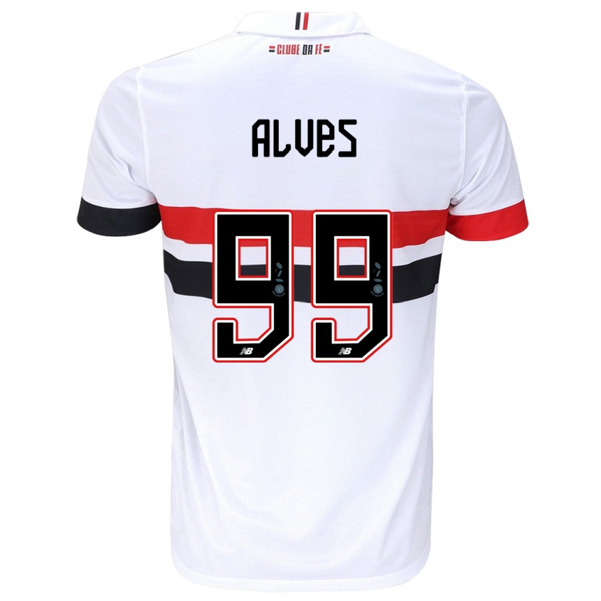 Niño Fútbol Camiseta Letícia Alves #99 Blanco Rojo Negro 1ª Equipación 2024/25 Argentina