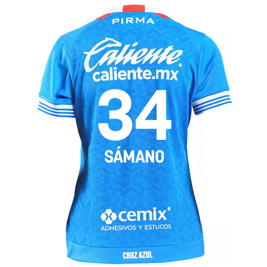 Niño Fútbol Camiseta Leonardo Sámano #34 Cielo Azul 1ª Equipación 2024/25 Argentina