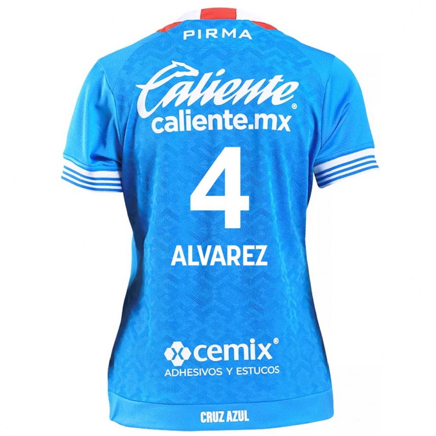 Niño Fútbol Camiseta Gabriela Alvarez #4 Cielo Azul 1ª Equipación 2024/25 Argentina