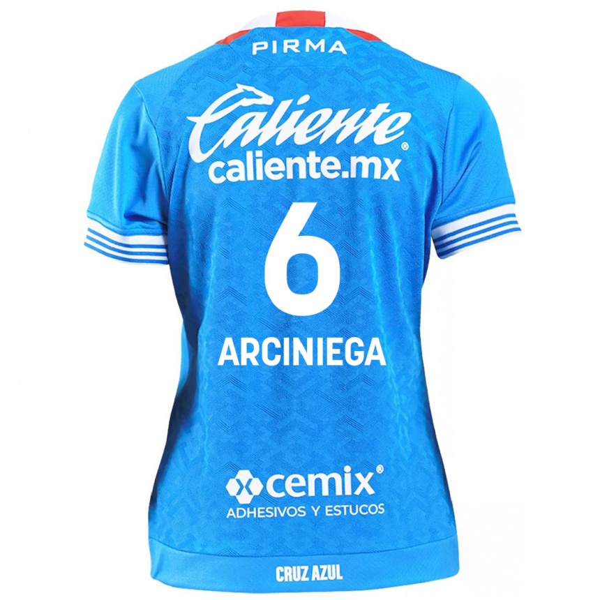 Niño Fútbol Camiseta Mirelle Arciniega #6 Cielo Azul 1ª Equipación 2024/25 Argentina