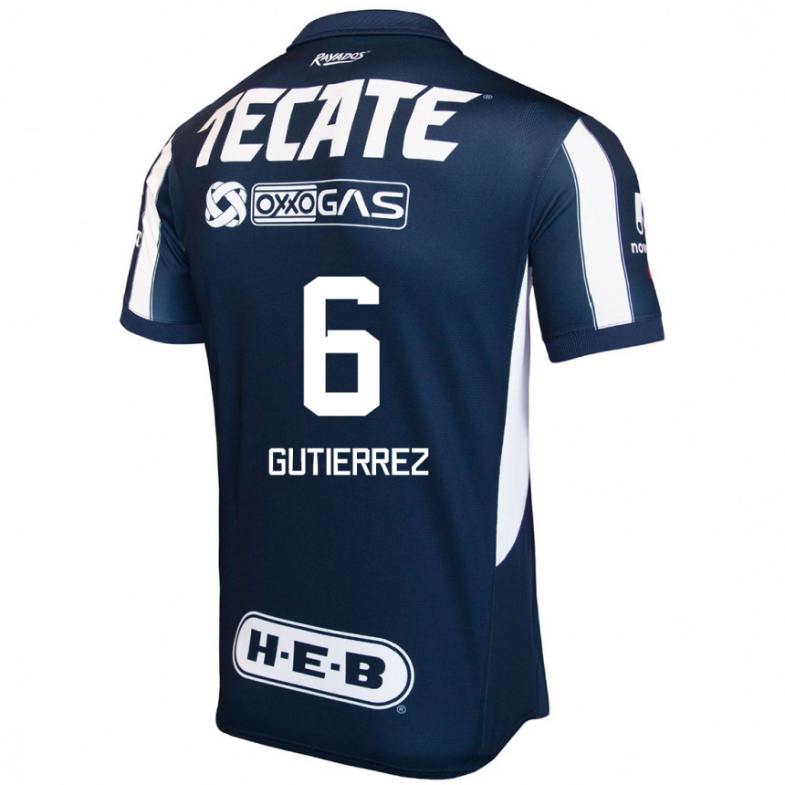 Niño Fútbol Camiseta Édson Gutiérrez #6 Azul Rojo Blanco 1ª Equipación 2024/25 Argentina