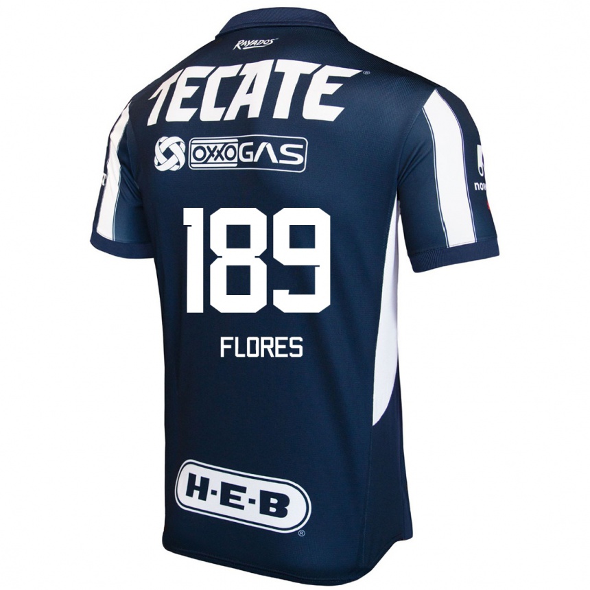 Niño Fútbol Camiseta Yael Flores #189 Azul Rojo Blanco 1ª Equipación 2024/25 Argentina