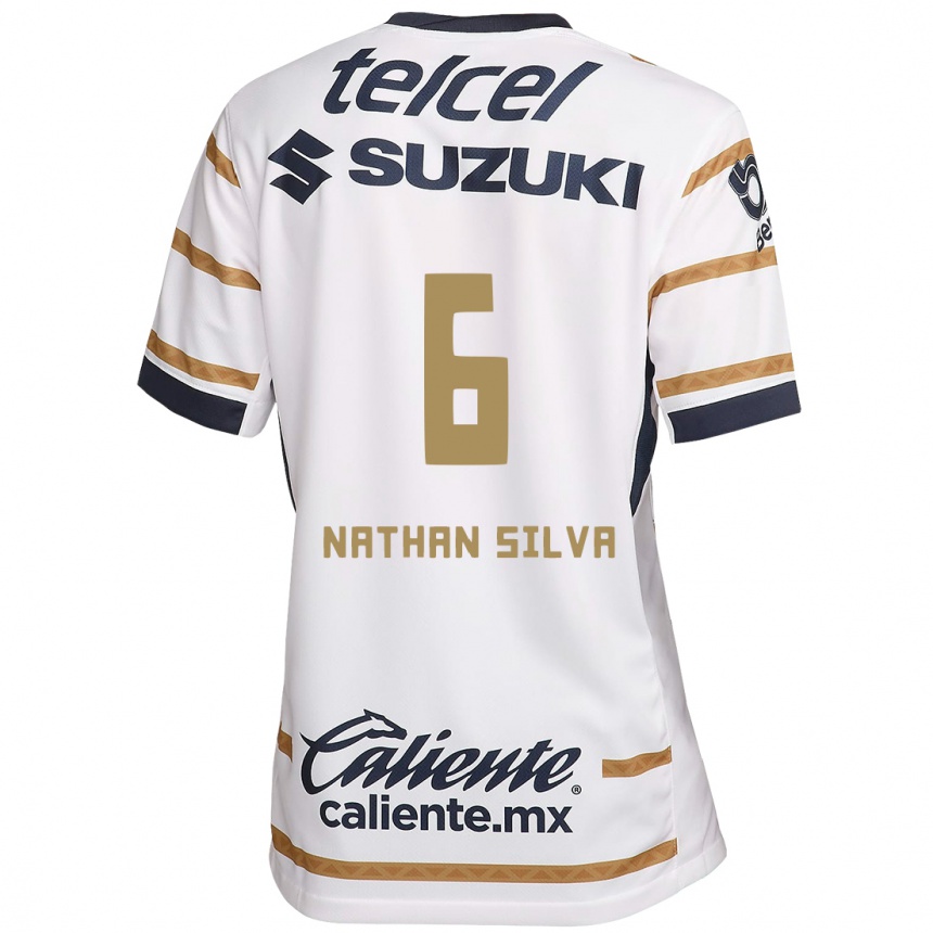 Niño Fútbol Camiseta Nathan Silva #6 Obsidiana Blanca 1ª Equipación 2024/25 Argentina