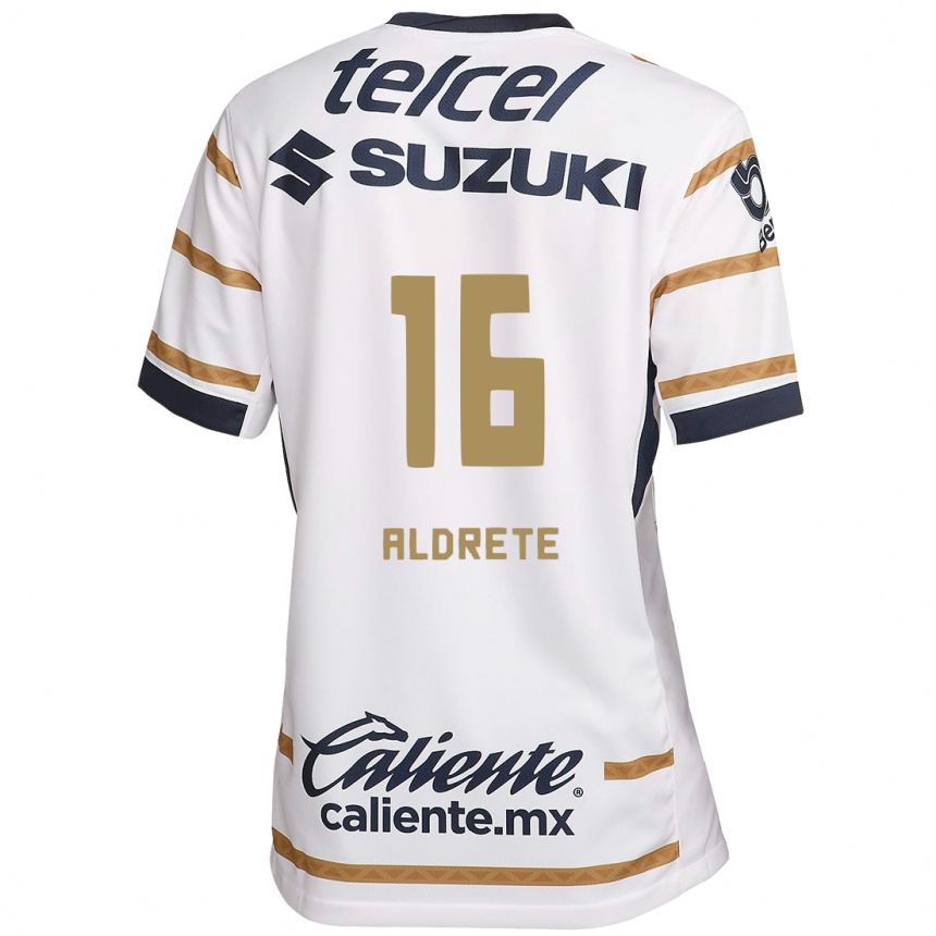 Niño Fútbol Camiseta Adrián Aldrete #16 Obsidiana Blanca 1ª Equipación 2024/25 Argentina