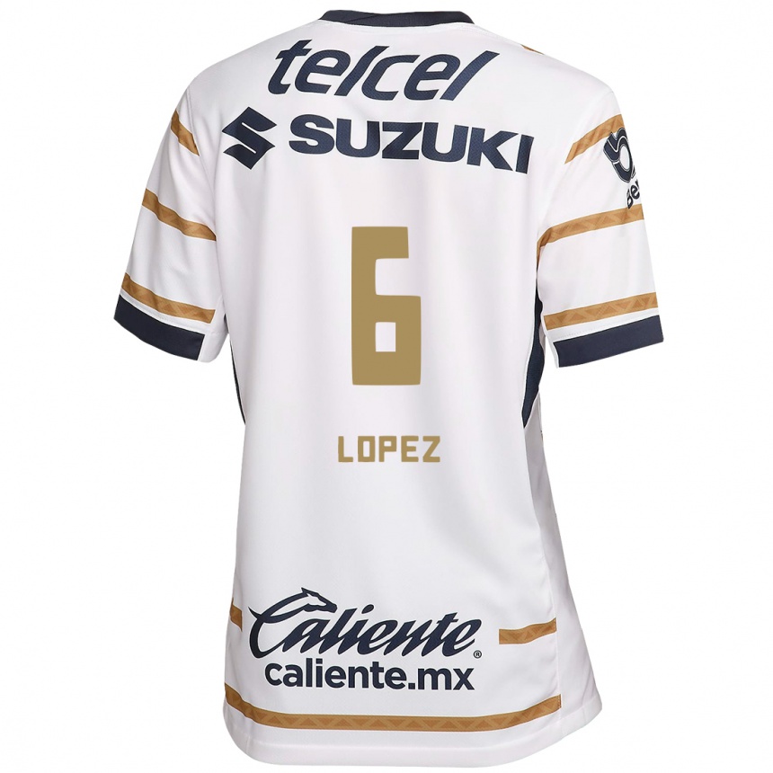 Niño Fútbol Camiseta Nathalia Lopez #6 Obsidiana Blanca 1ª Equipación 2024/25 Argentina