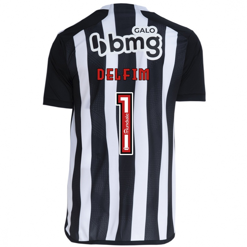 Niño Fútbol Camiseta Gabriel Delfim #1 Blanco Negro 1ª Equipación 2024/25 Argentina