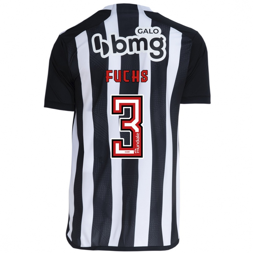 Niño Fútbol Camiseta Bruno Fuchs #3 Blanco Negro 1ª Equipación 2024/25 Argentina