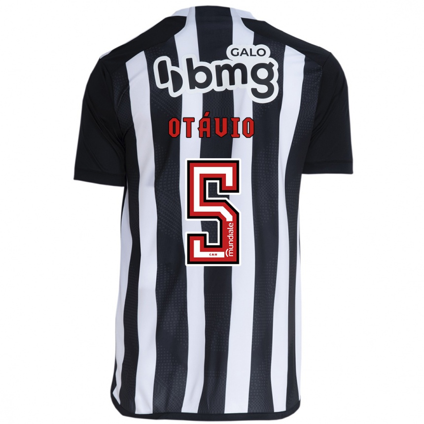 Niño Fútbol Camiseta Otávio #5 Blanco Negro 1ª Equipación 2024/25 Argentina