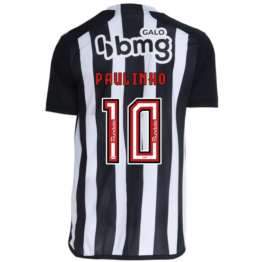 Niño Fútbol Camiseta Paulinho #10 Blanco Negro 1ª Equipación 2024/25 Argentina