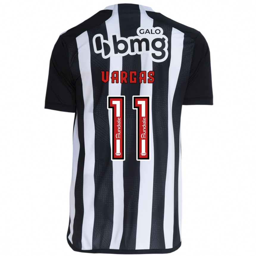 Niño Fútbol Camiseta Eduardo Vargas #11 Blanco Negro 1ª Equipación 2024/25 Argentina