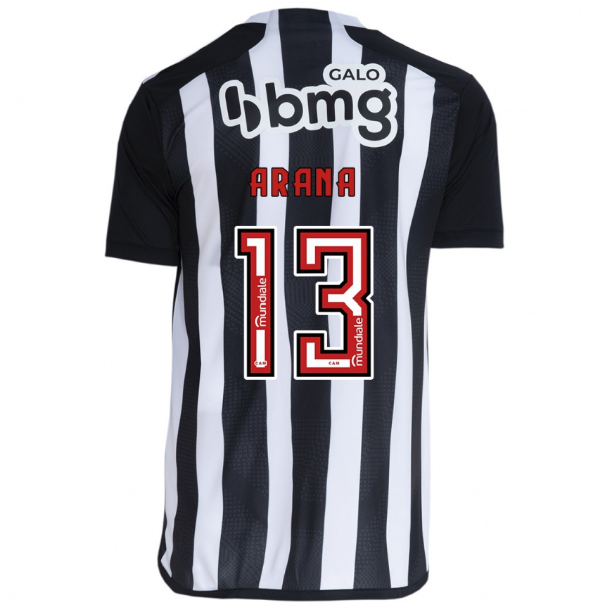 Niño Fútbol Camiseta Guilherme Arana #13 Blanco Negro 1ª Equipación 2024/25 Argentina