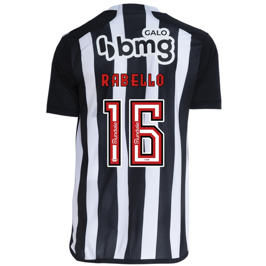 Niño Fútbol Camiseta Igor Rabello #16 Blanco Negro 1ª Equipación 2024/25 Argentina