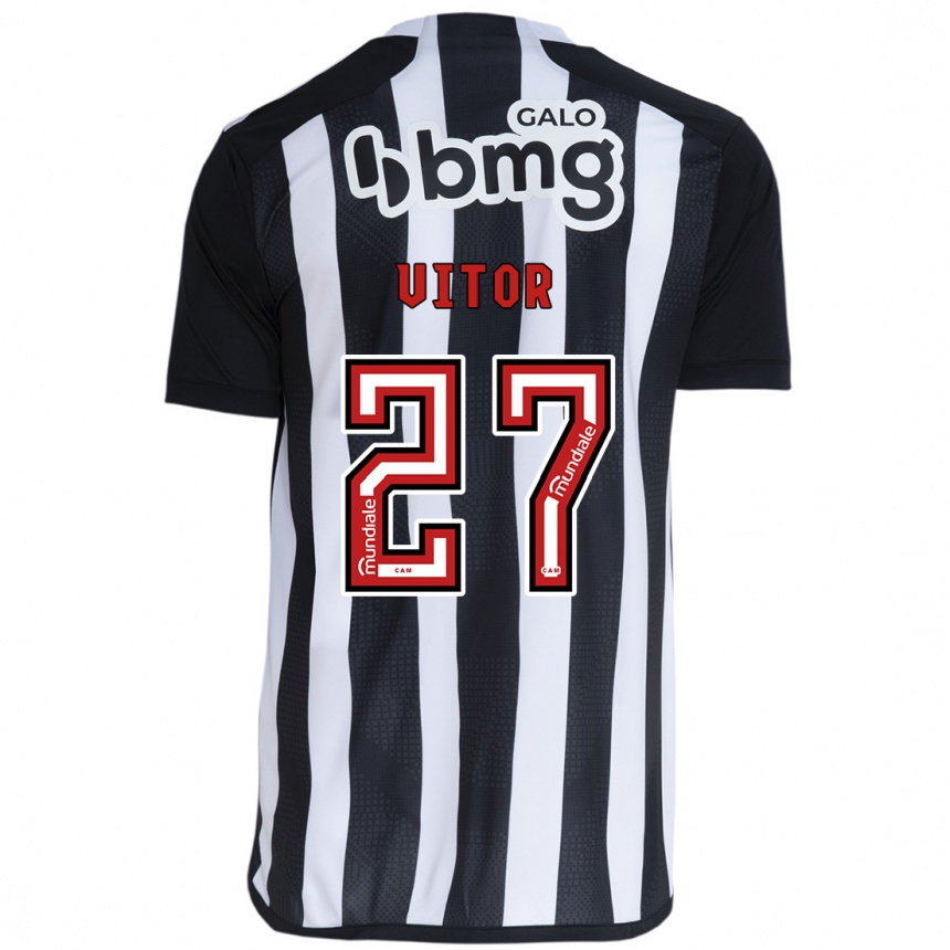 Niño Fútbol Camiseta Paulo Vitor #27 Blanco Negro 1ª Equipación 2024/25 Argentina