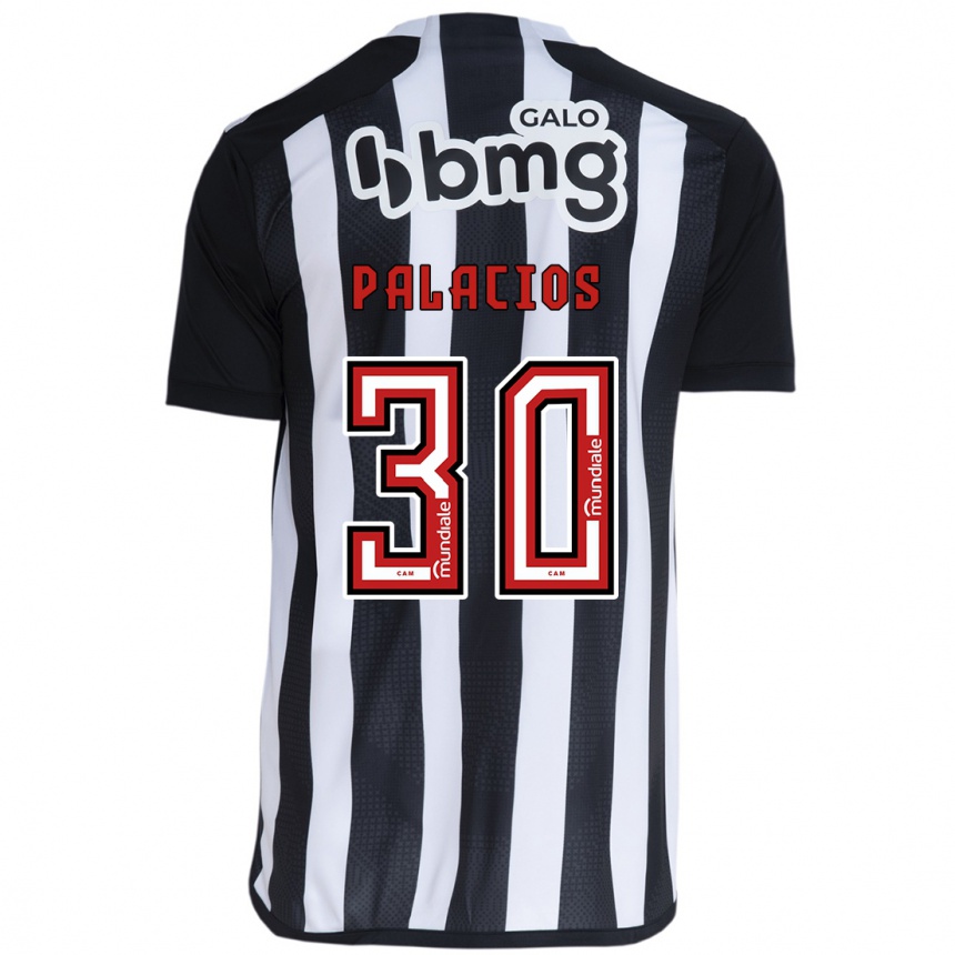 Niño Fútbol Camiseta Brahian Palacios #30 Blanco Negro 1ª Equipación 2024/25 Argentina