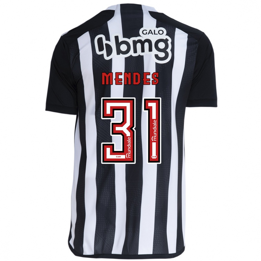 Niño Fútbol Camiseta Matheus Mendes #31 Blanco Negro 1ª Equipación 2024/25 Argentina