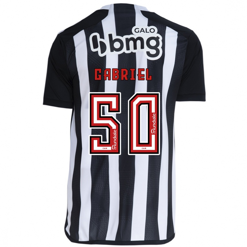 Niño Fútbol Camiseta Vitor Gabriel #50 Blanco Negro 1ª Equipación 2024/25 Argentina