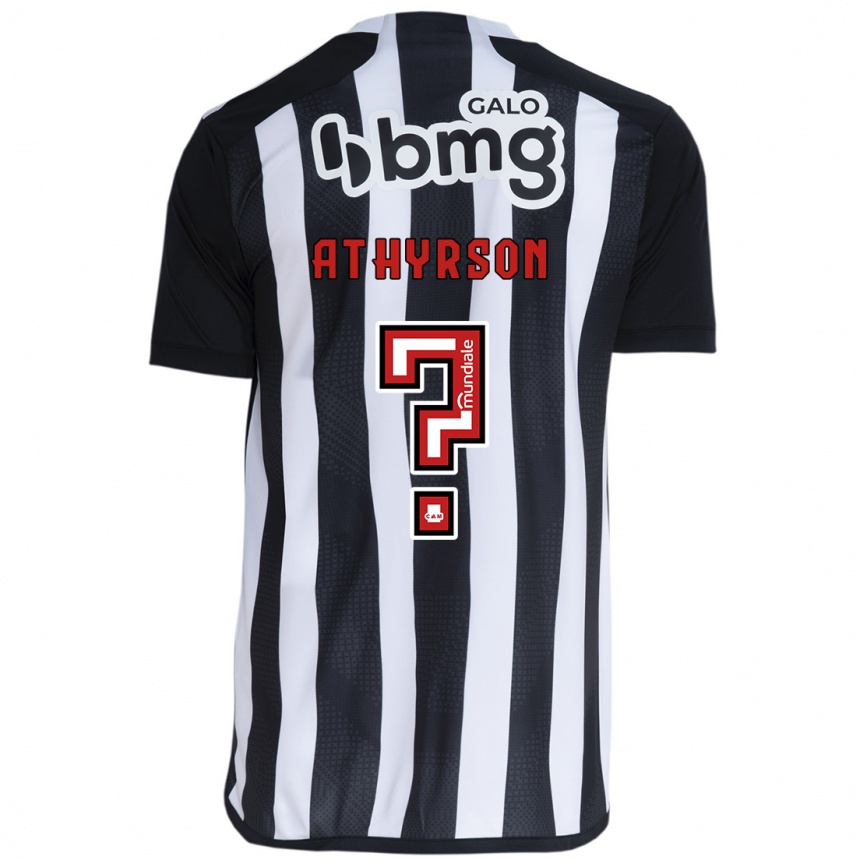 Niño Fútbol Camiseta Athyrson #0 Blanco Negro 1ª Equipación 2024/25 Argentina