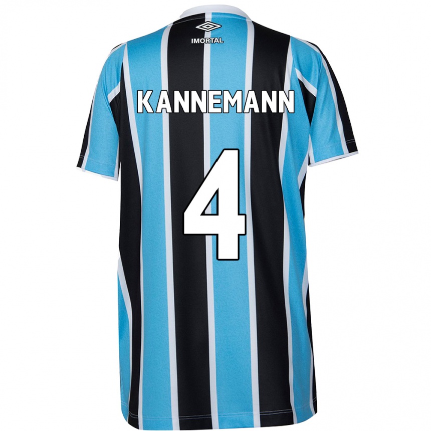 Niño Fútbol Camiseta Walter Kannemann #4 Azul Negro Blanco 1ª Equipación 2024/25 Argentina