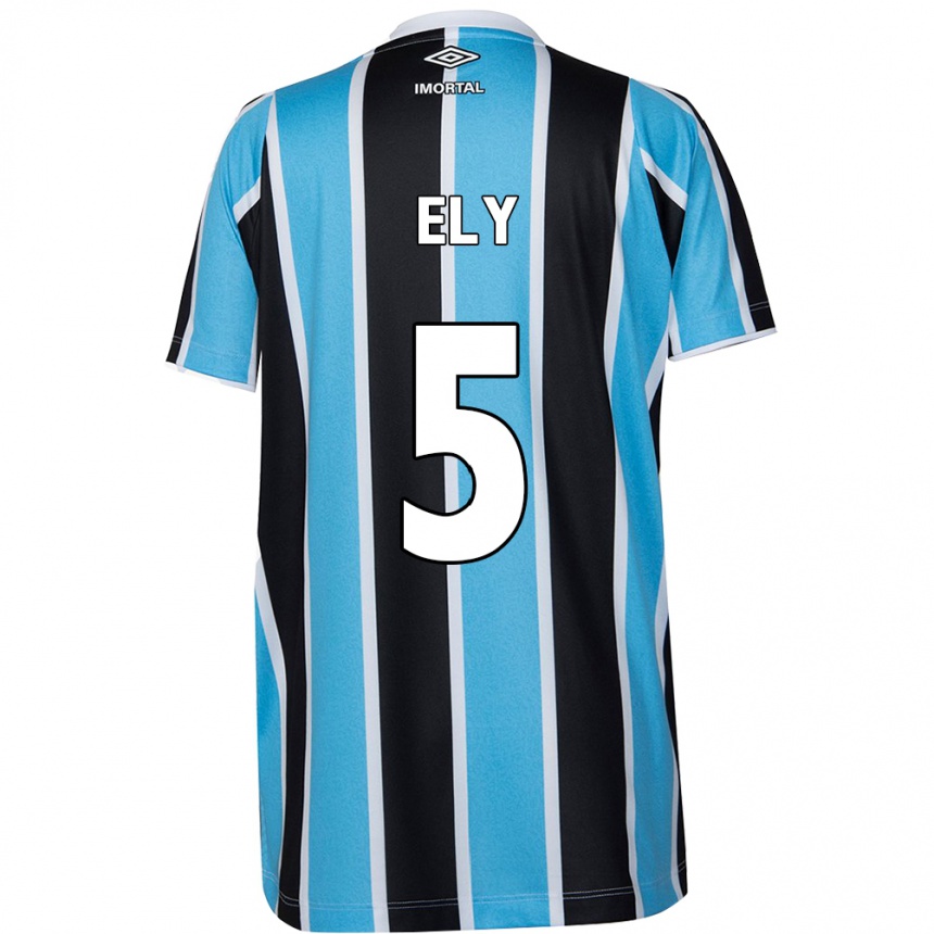 Niño Fútbol Camiseta Rodrigo Ely #5 Azul Negro Blanco 1ª Equipación 2024/25 Argentina