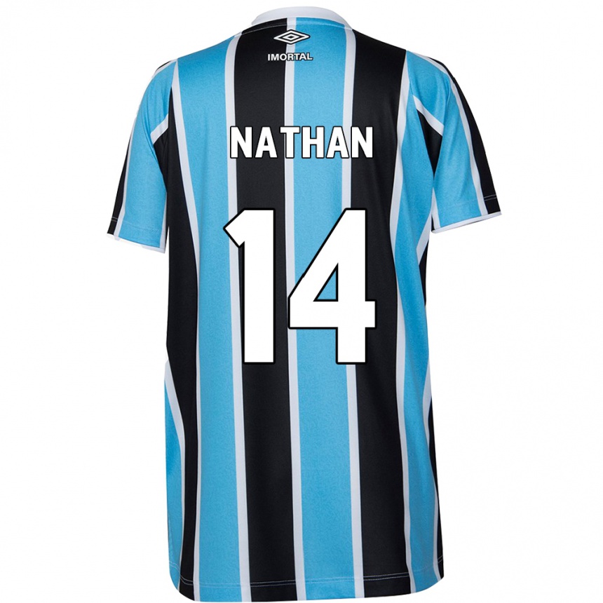 Niño Fútbol Camiseta Nathan #14 Azul Negro Blanco 1ª Equipación 2024/25 Argentina