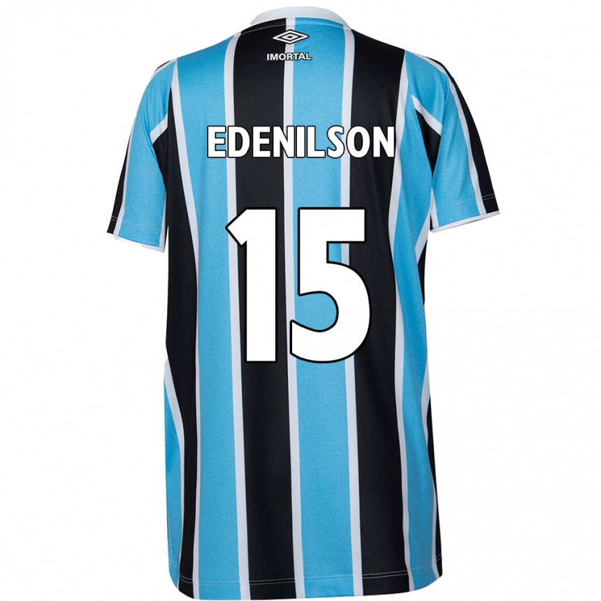 Niño Fútbol Camiseta Edenilson #15 Azul Negro Blanco 1ª Equipación 2024/25 Argentina